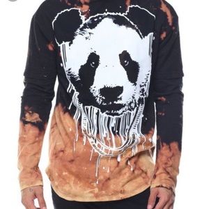Men’s panda bleached black hoodie